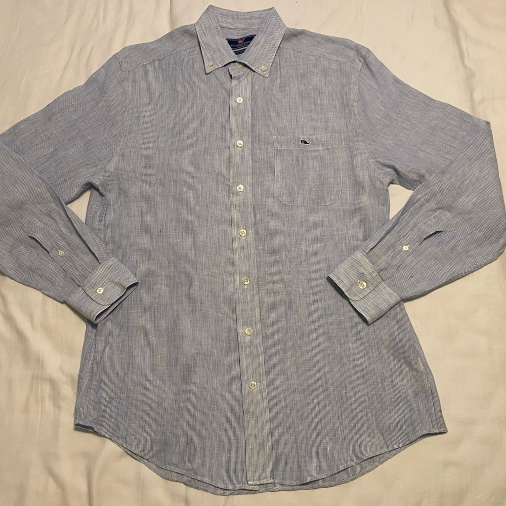 Men’s Vineyard Vines Long Sleeve Classic Fit Tucker Shirt 100% Linen Size M